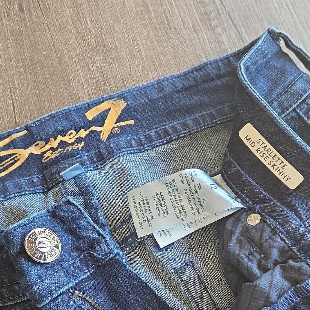 Seven7 Dark Blue Mid Rise Jeans
